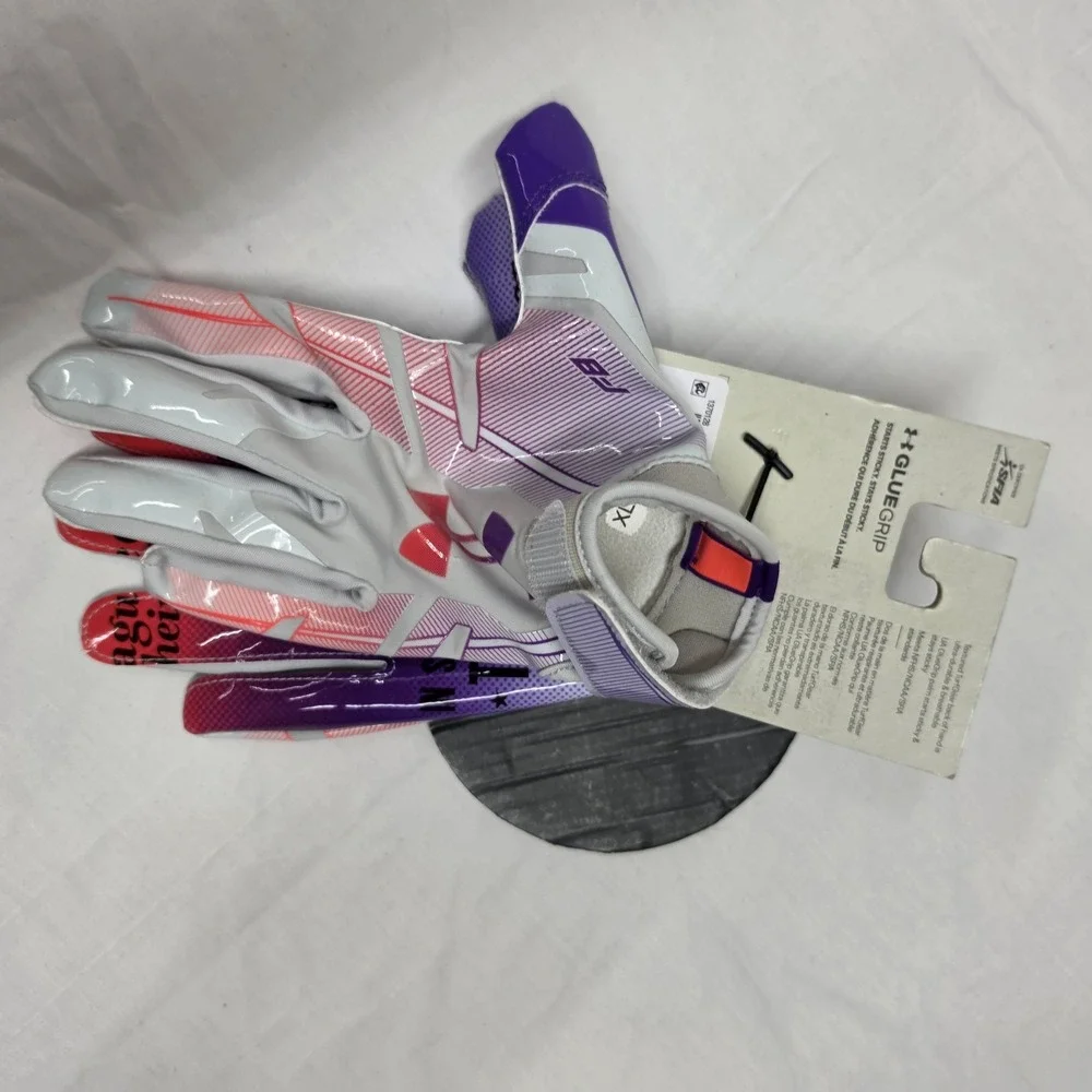Under Armour UA F8 GlueGrip Football Glove Purple Pink Skill Women's Size XL